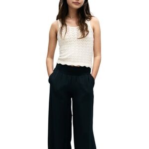 H&M Charcoal Wide-Leg Smocked Waist Pants